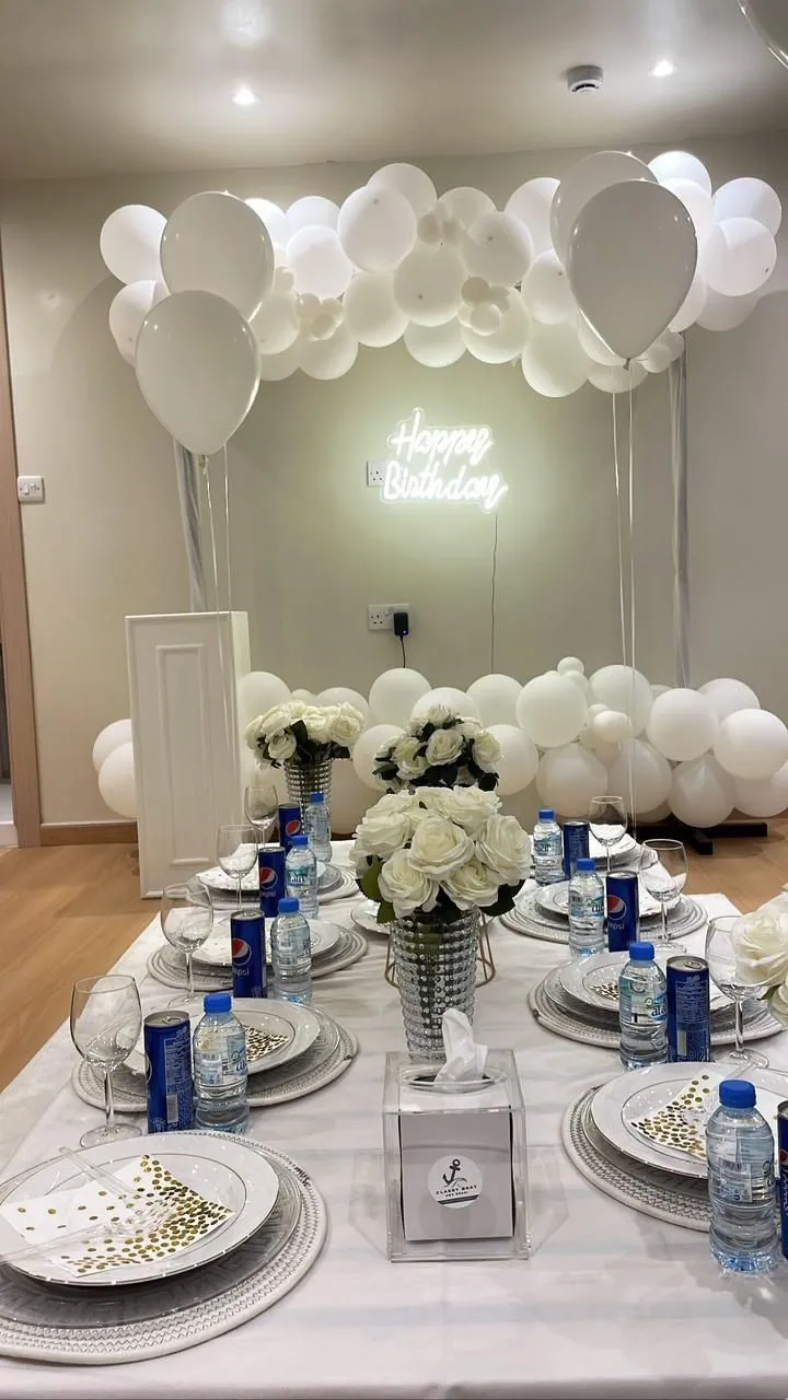White birthday arrangement